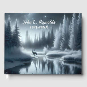Buck In A Winter River For Memorial Service Guest Book