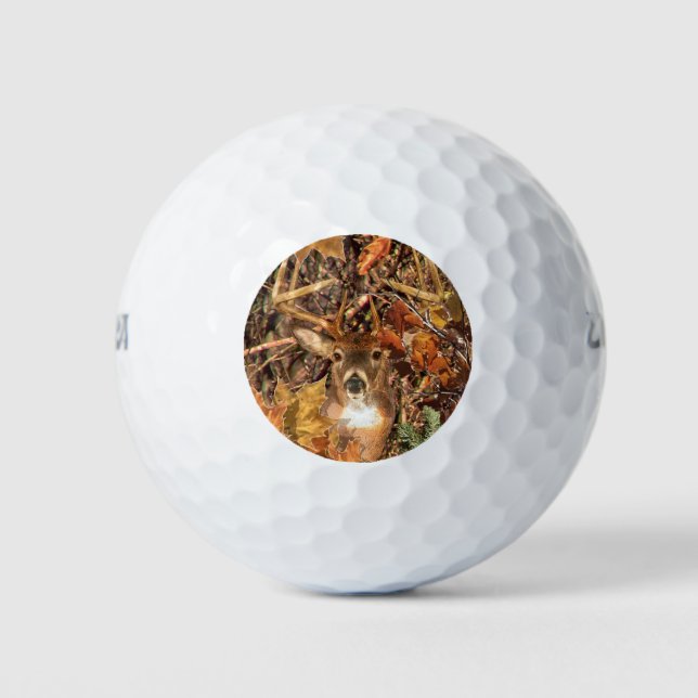 Buck in Fall Camo White Tail Deer Golf Balls (Front)