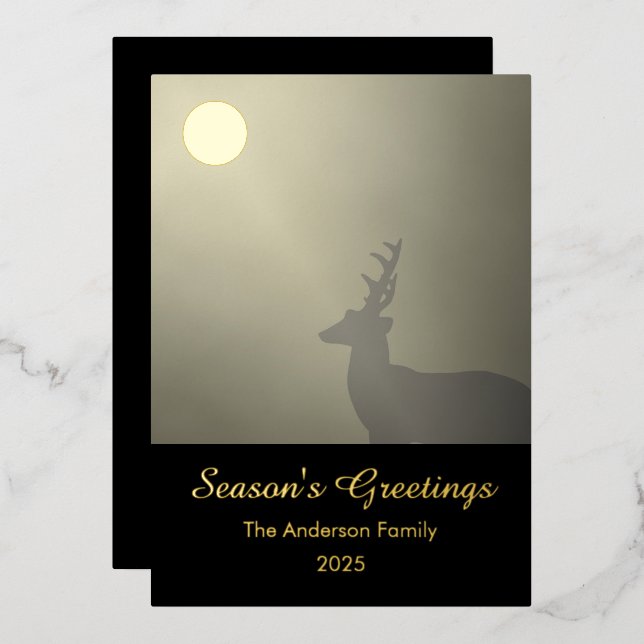 Buck in Moonlight Scene Season's Greeting Foil (Front/Back)