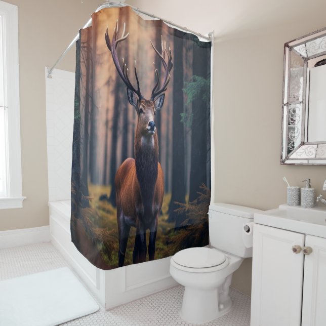 Buck In The Forest Shower Curtain (In Situ)