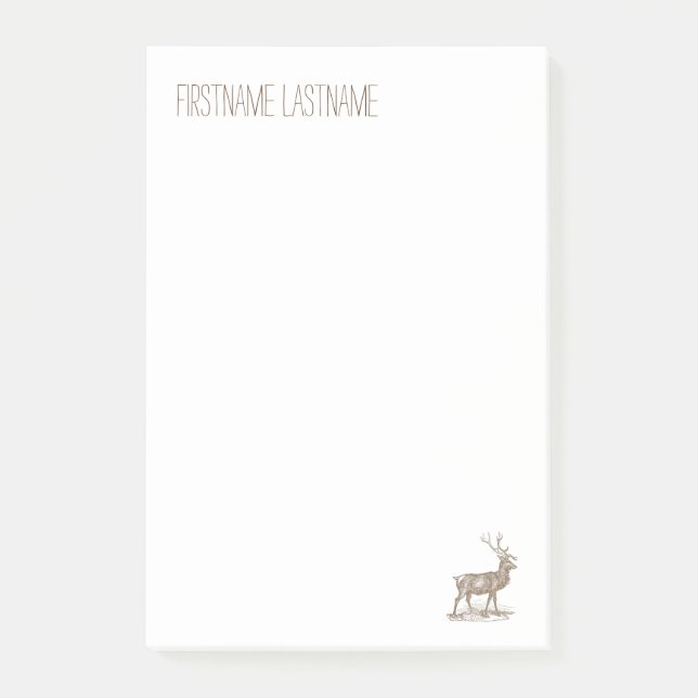 Buck Mule Deer Corner Letterpress Style Post-it Notes (Front)