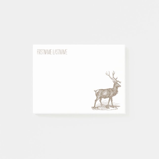 Buck Mule Deer Corner Letterpress Style Post-it Notes (Front)
