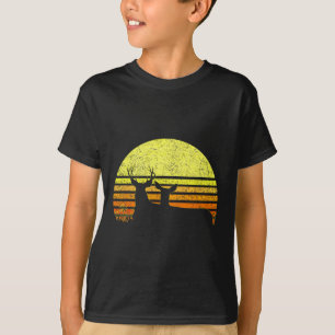 Buck Mule Deer Hunting Dad Vintage Retro Sun Bow H T-Shirt