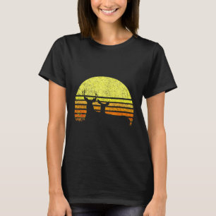 Buck Mule Deer Hunting Dad Vintage Retro Sun Bow H T-Shirt
