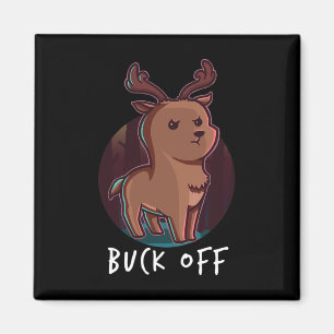 Buck Off Deer Middle Finger Funny Stag Hunting Hun Magnet