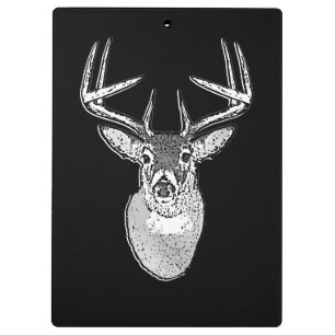 Buck on Black design White Tail Deer Clipboard