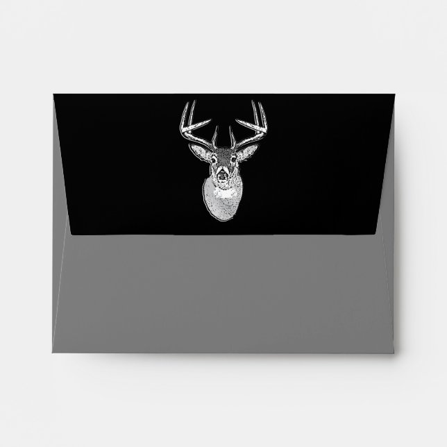 Buck on Black design White Tail Deer Envelope (Back (Top Flap))