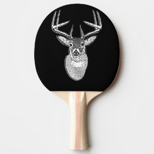 Buck on Black design White Tail Deer Ping Pong Paddle
