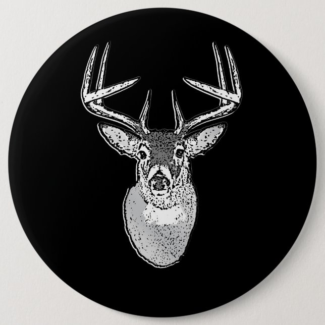 Buck on Black White Tail Deer classic 6 Cm Round Badge (Front)