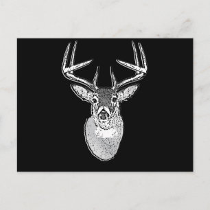 Buck on Black White Tail Deer head Postcard