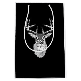 Buck on Black  White Tail Deer Medium Gift Bag
