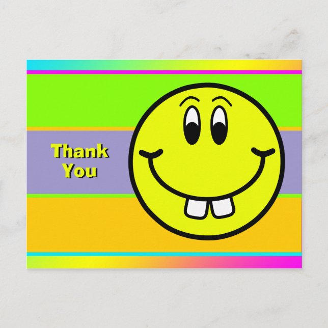 Buck Teeth Smiling Face Emoji Thank You Postcard (Front)