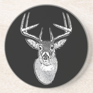 Buck trophy on Black White Tail Deer Coaster