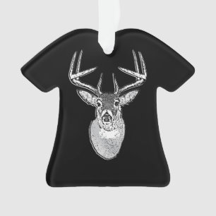 Buck trophy on Black White Tail Deer Ornament
