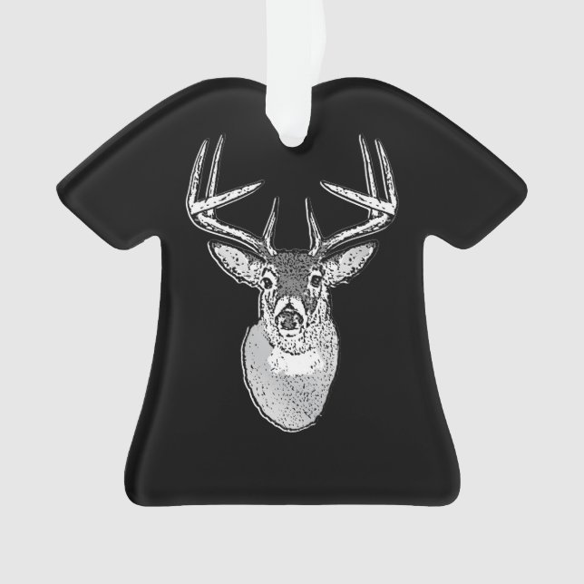 Buck trophy on Black White Tail Deer Ornament (Front)
