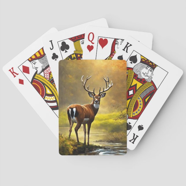 Buck White Tailed Deer in a Stream Playing Cards (Back)