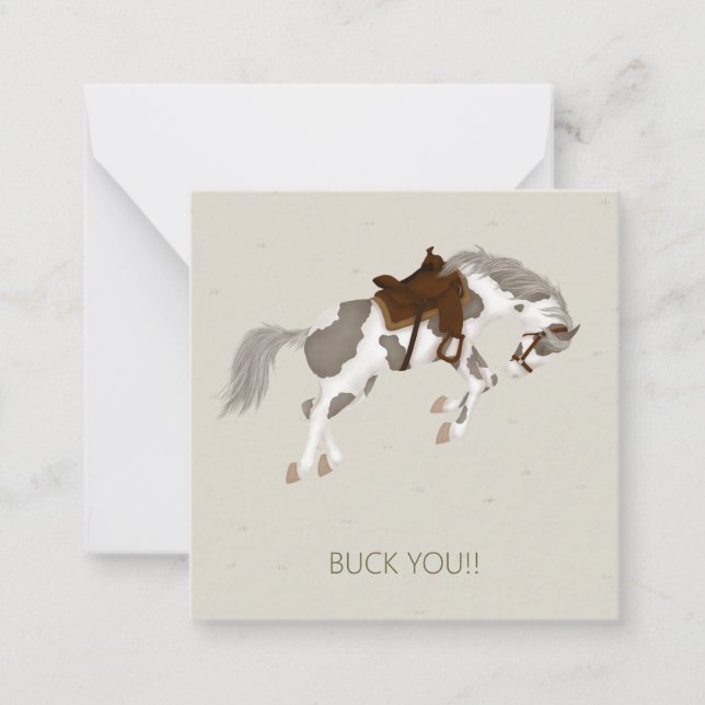 Buck You! Bucking Pinto Horse Custom Mini Card (Front)