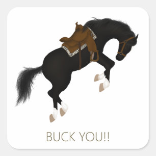 Buck You! Funny Black Horse Square Sticker
