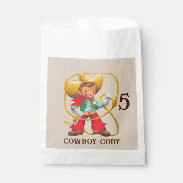 Buckaroo Cowboy Boy's Birthday Name & Age Favour Bags (Front)