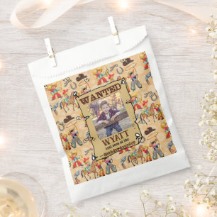 Buckaroo Cowboy Boy's Birthday Photo & Name Cute Favour Bags