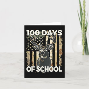 Bucked 100 Days Of School Deer Student Boy Girls 1 Card
