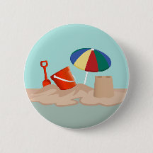 Bucket and Spade Circle Beach Scene Illustration
