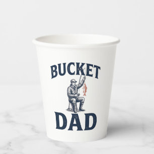 Bucket Dad Fishing Vintage Engraving Design_1 Paper Cups
