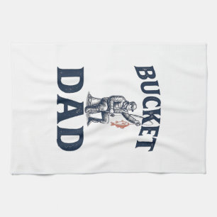 Bucket Dad Fishing Vintage Engraving Design_1 Tea Towel