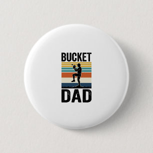 Bucket Dad Retro Baseball Father Vector Design_1 6 Cm Round Badge