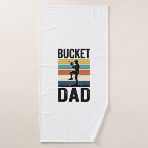 Bucket Dad Retro Baseball Father Vector Design_1 Bath Towel