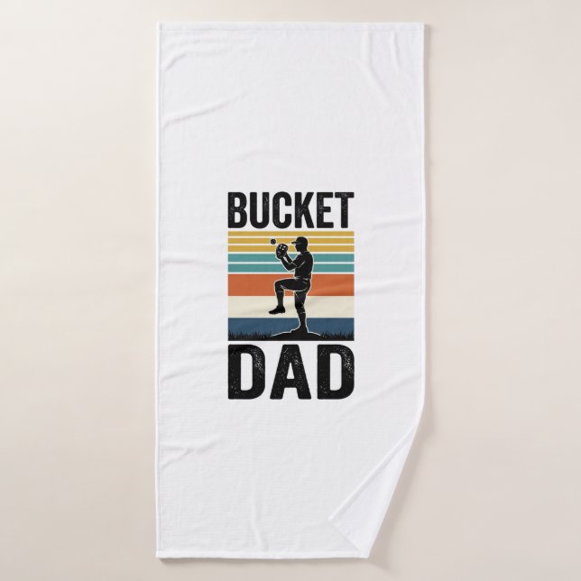 Bucket Dad Retro Baseball Father Vector Design_1 Bath Towel (Bath Towel)
