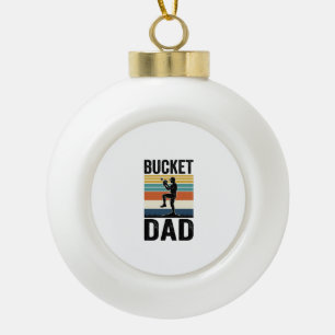 Bucket Dad Retro Baseball Father Vector Design_1 Ceramic Ball Christmas Ornament