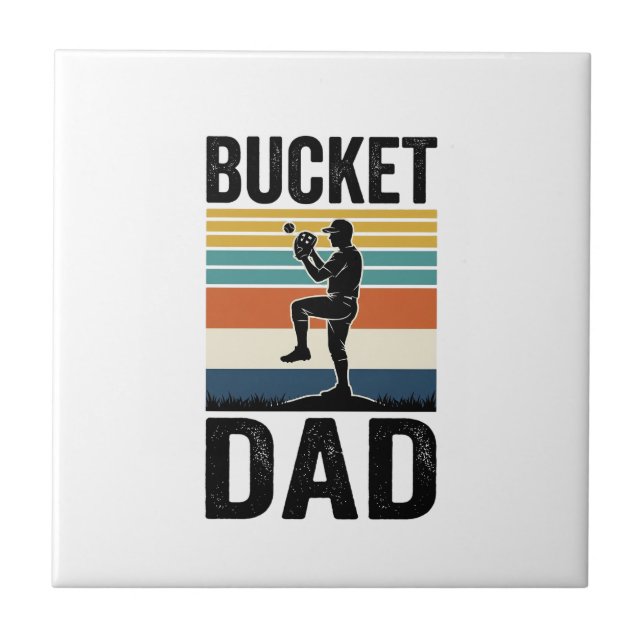 Bucket Dad Retro Baseball Father Vector Design_1 Tile (Front)