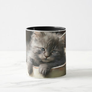 Bucket Full Of Joy Sweet Gray Kitten Mug