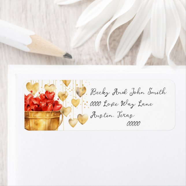 Bucket Full of Red Hearts and Gold Love Hearts (Insitu)