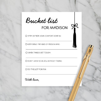 Bucket List Black & White Advice Chic Graduation