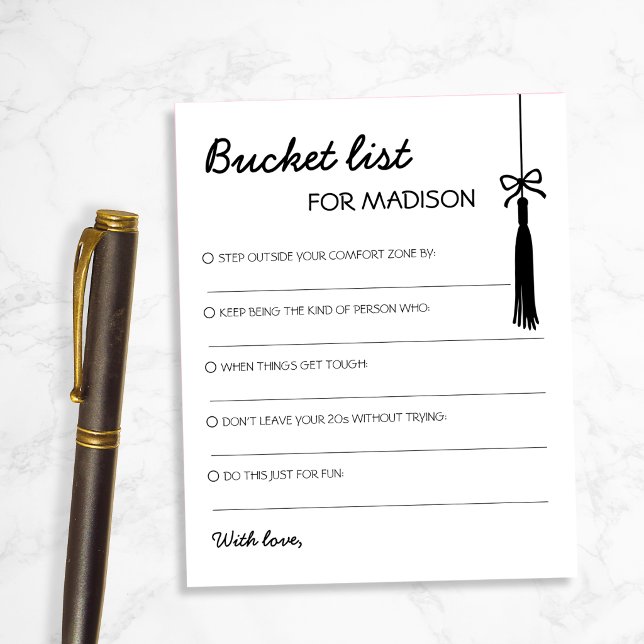 Bucket List Black & White Advice Chic Graduation (Bucket List Black & White Advice Chic Graduation)