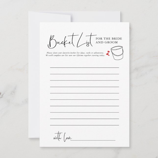 Bucket List | Bridal Shower Game  (Front)