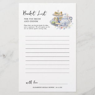 Bucket List Bridal Shower Game Stationery