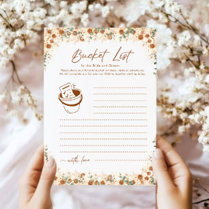 Bucket List Game   Boho Terracotta Bridal Shower