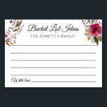 Bucket List Ideas Fall Autumn Wedding Cards<br><div class="desc">These beautiful personalised bucket list cards will be the perfect compliment to your wedding reception or bridal/couples shower. This design features burgundy watercolor flowers and space for guests to leave their bucket list ideas of places or activities for the newlyweds to do in their lifetime.</div>