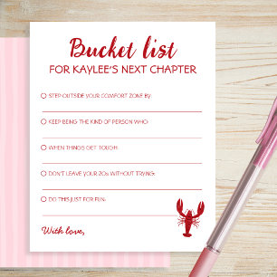 Bucket List Pink Crawfish Graduation Cards