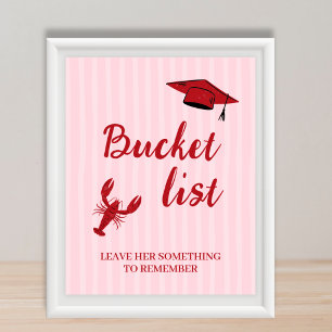Bucket List Station Crawfish Red & Pink Graduation Poster