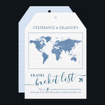 Bucket List Travel Advice Tag Shape Cards Blue<br><div class="desc">Luggage tag shaped bucket list shower game card that creates a creative alternative guest book when friends and family fill them with travel advice and vacation ideas for the destination wedding couple or travel theme reception or bridal shower party. Shown in dusty slate blue and navy, but more colours are...</div>