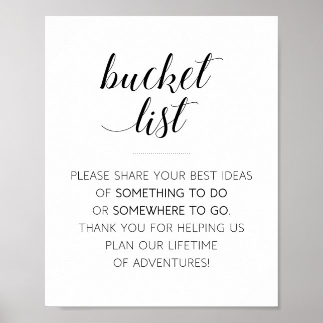 Bucket List Wedding Sign - Alejandra (Front)