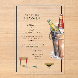 Bucket of Beer Honey Do Couples Wedding Shower Acrylic Invitations