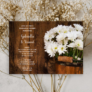 Bucket of Daisies Country Wedding Rehearsal Dinner Invitation