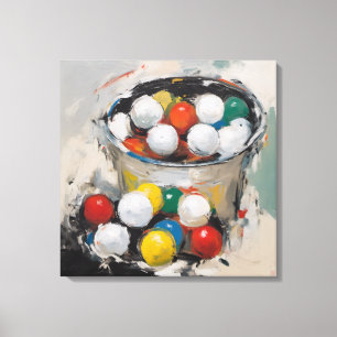 Bucket Of Golf Balls - Wrapped Canvas Art Print