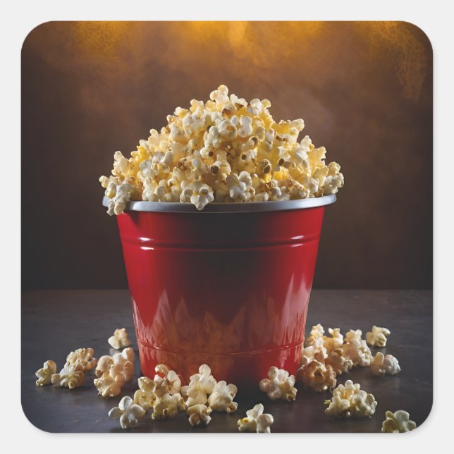 Bucket of Popcorn Square Sticker (Front)