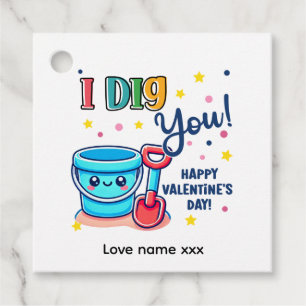 Bucket & Spade Gift idea “I Dig You” Valentine Favour Tags
